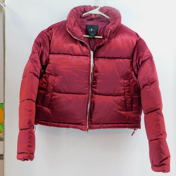 7 For All Mankind Women's Lined Puffer Jacket Coat Red  Small New - Picture 4 of 11